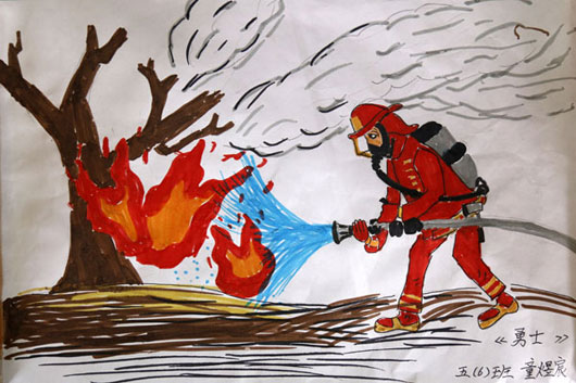 五华大队开展我是小小消防员儿童作文、绘画