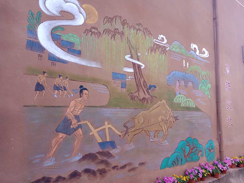 福安農耕文化牆體畫。