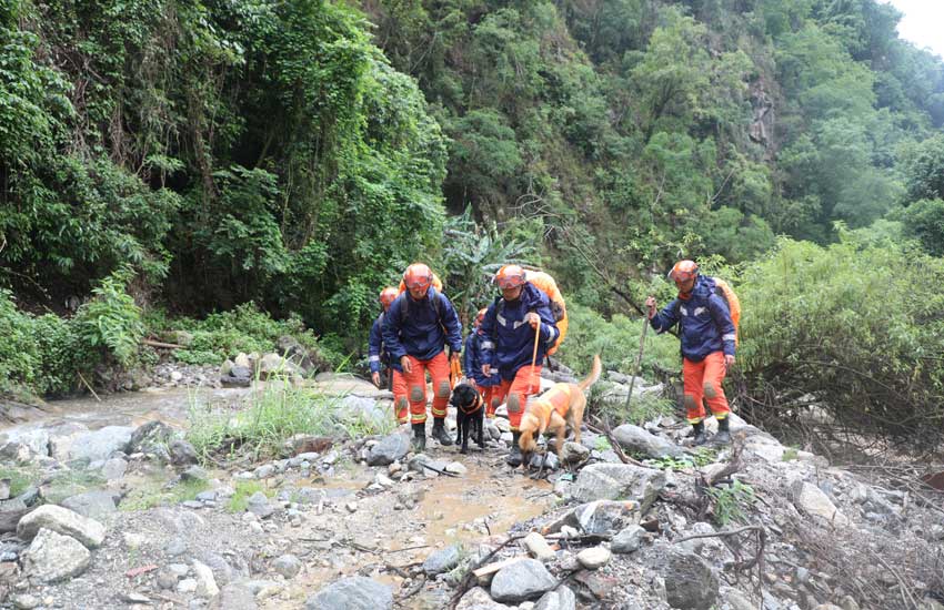 13人進入蒼山后失聯，各方正緊急搜救。雲南省森林消防總隊供圖