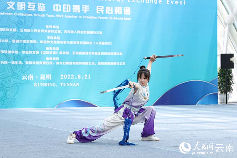 中国武术表演。胡妤雅摄