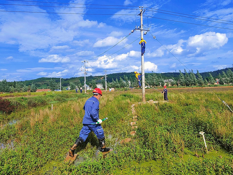 搭接完成，送高壓驗電筆准備驗電。保麗攝