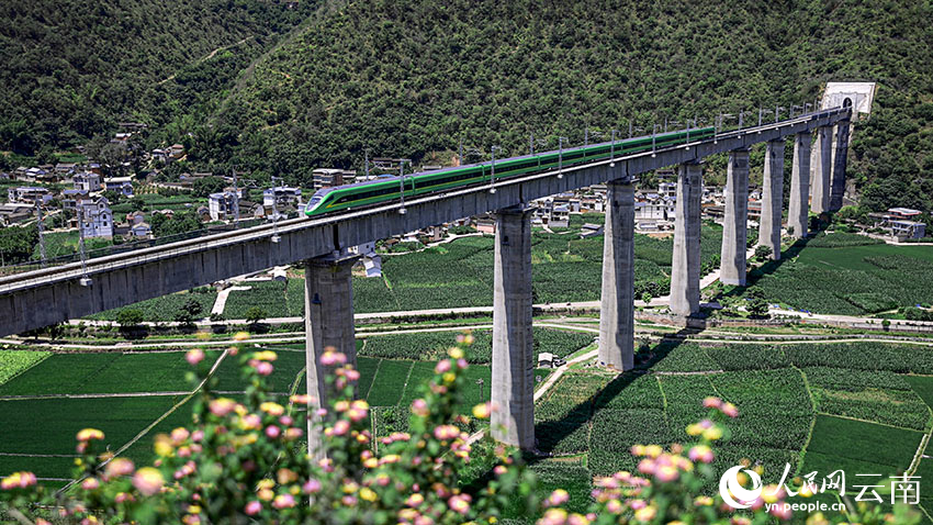 “绿巨人”通过西山寺大桥。周涛摄