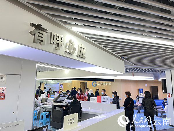 呈貢區政務服務大廳的“有呼必應”窗口。人民網記者-程浩攝
