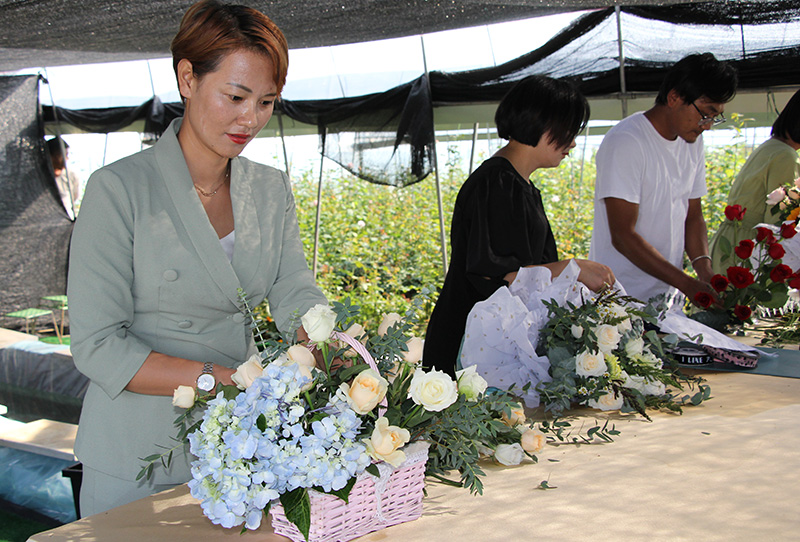 沙龙镇花卉基地现场包装采摘的大棚玫瑰。陈应国摄