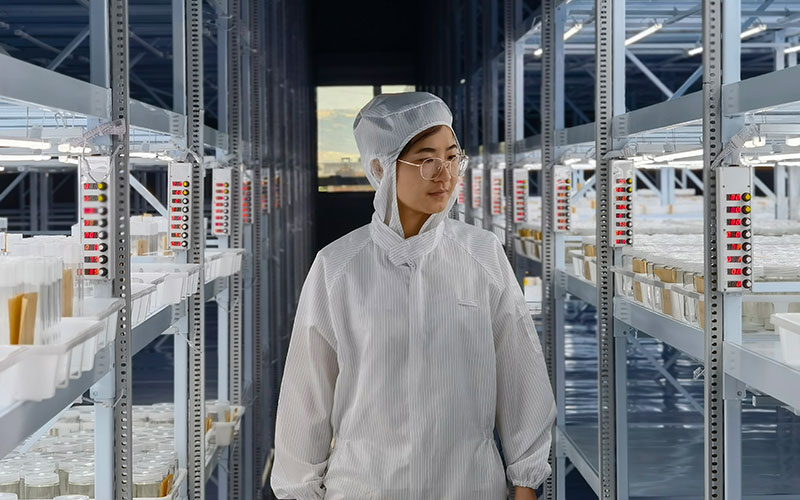 技術人員在查看組織培育情況。李雪瓊攝