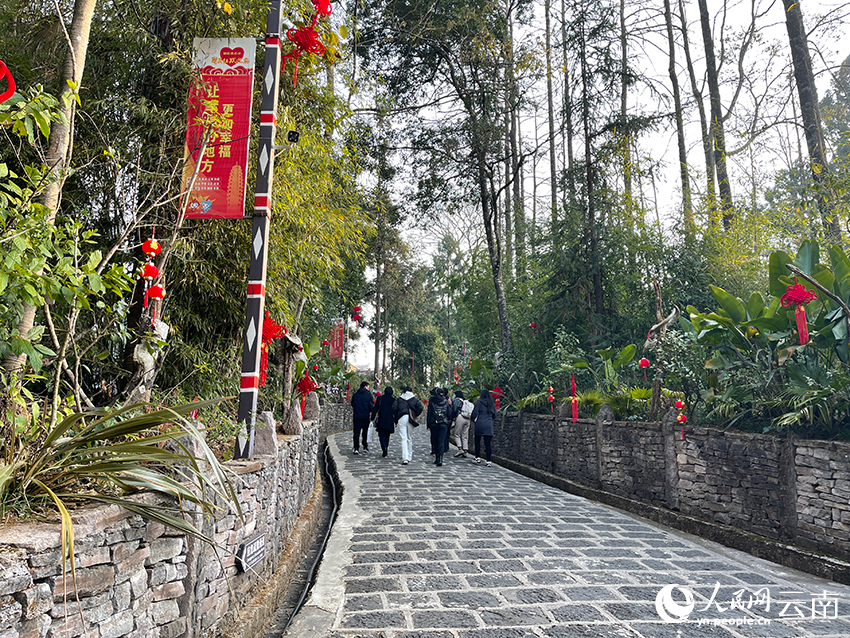 春节已过，但村里游客依然不少。人民网记者 程浩摄