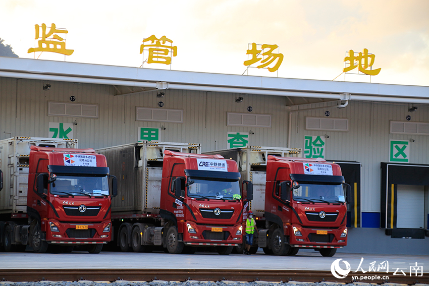 磨憨铁路口岸进境水果指定监管场地。彭云摄