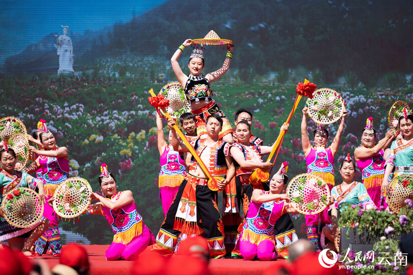 牡丹文化旅游节开幕式现场表演。人民网 蔡树菁摄