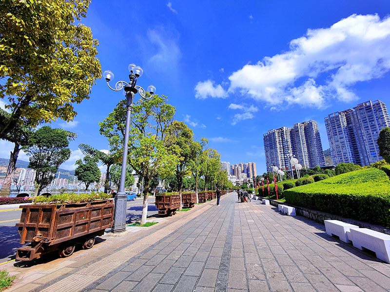 道路兩旁綠意濃濃。張航-攝