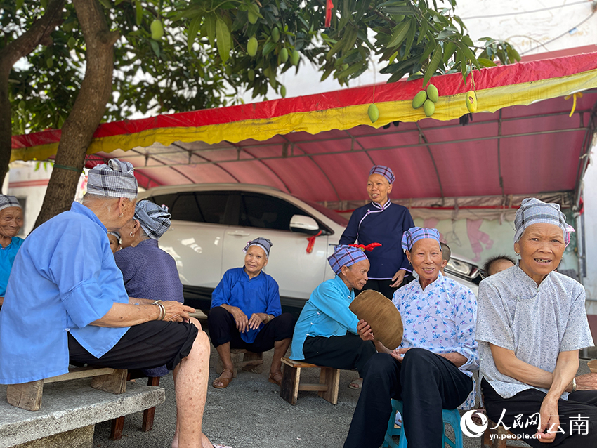 老人們邊乘涼邊看戲。人民網記者 程浩攝