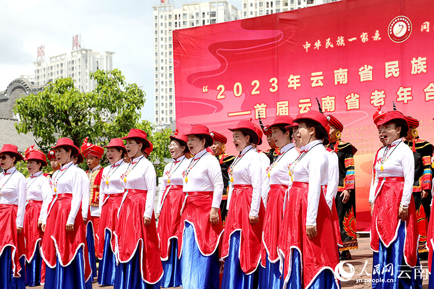 首届云南省老年合唱艺术周快闪活动现场。符立智摄