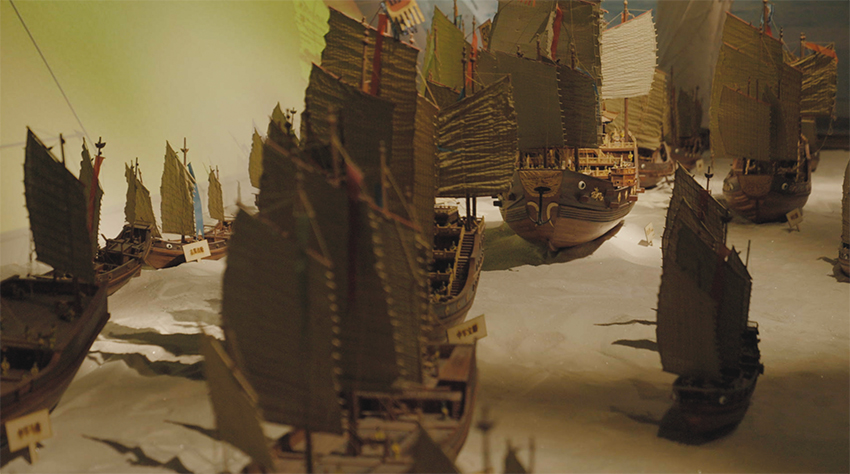 晉寧區博物館展出的鄭和船隊模型。