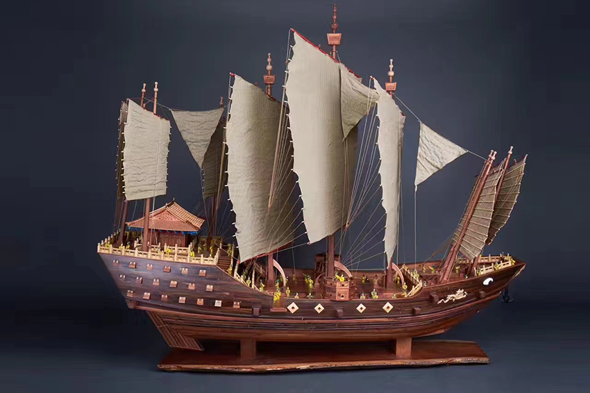 付昆祥團隊制作的1:100鄭和寶船模型。