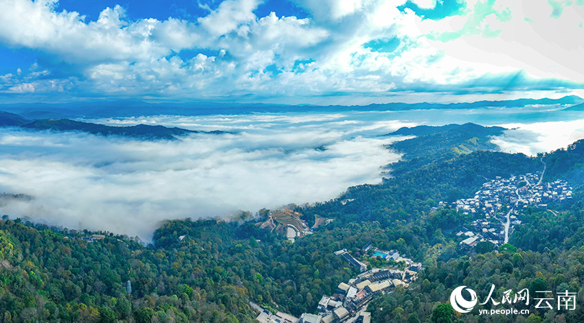 清晨，云海掩映下的景迈山。董琳摄