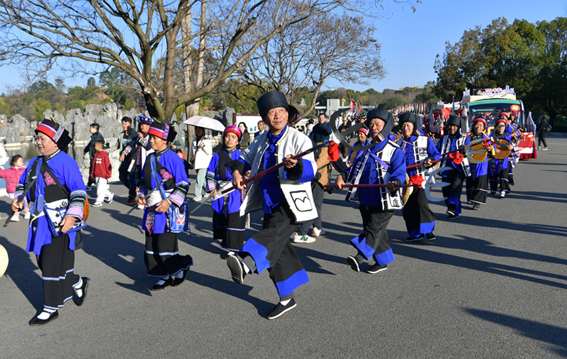 春節期間，石林景區每天都有演藝活動。 石林風景名勝區供圖