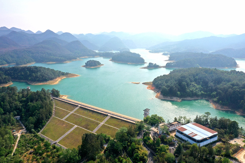 红旗水库实景。