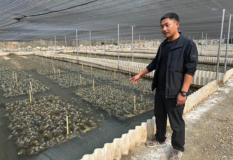 李东介绍养殖情况马学海摄