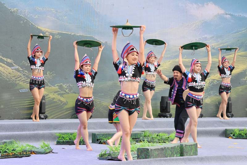 开幕式现场表演舞蹈《云上梯田》。红河县融媒体中心供图