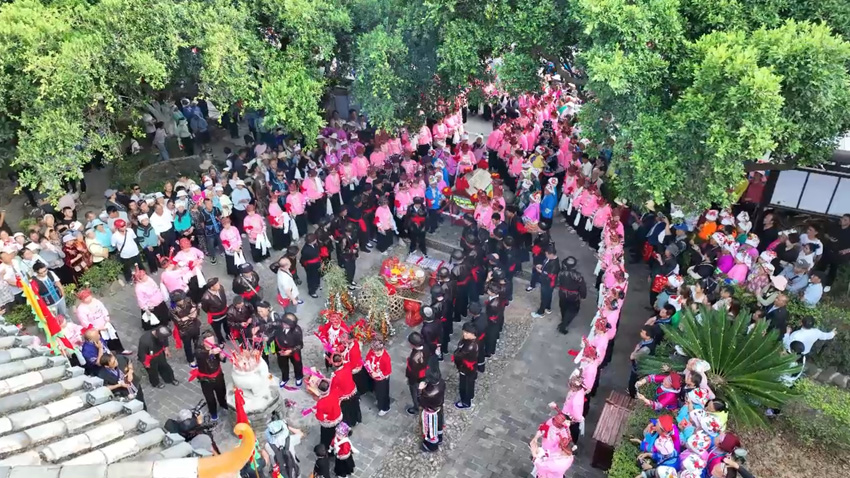 广南县第373年“皇姑节”，群众鼓乐喧天“接皇姑”。陆永刚摄