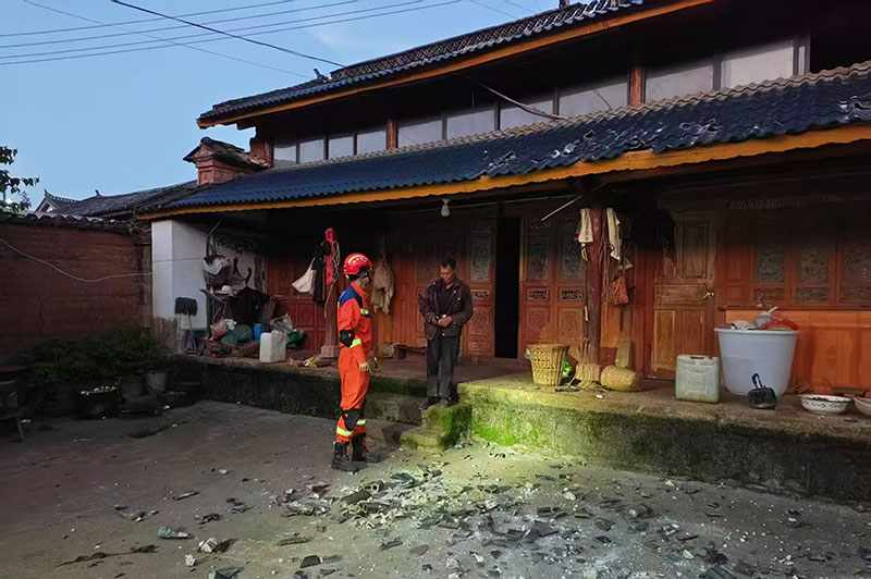 云南洱源发生5.0级地震,暂无人员伤亡。 大理州消防救援支队供图