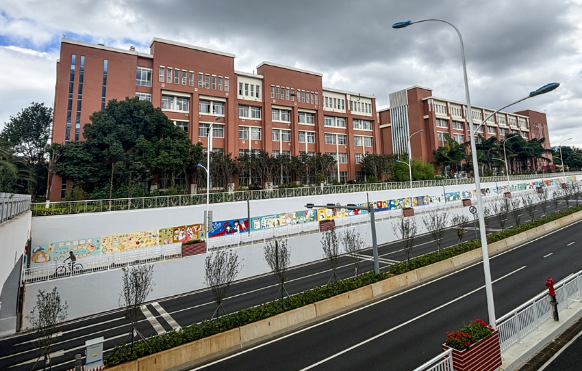 昆明医科大学呈贡校区东、西苑下穿隧道的艺术墙绘。昆明医科大学供图