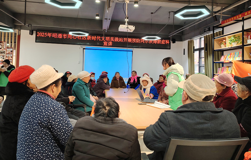 文明实践活动中志愿者向老年群众宣讲预防阿尔兹海默症的知识。顾帮丹摄