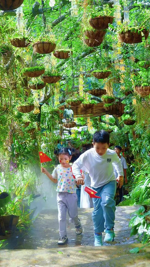 游客在六郎城·仙草秘境景区游玩。刘晓泉摄