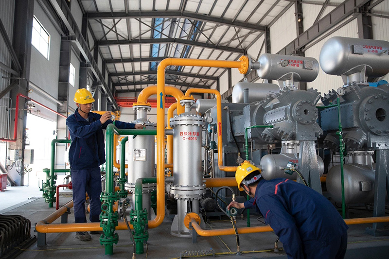 玉溪天然气应急气源储备中心党支部组织冷却器巡检。