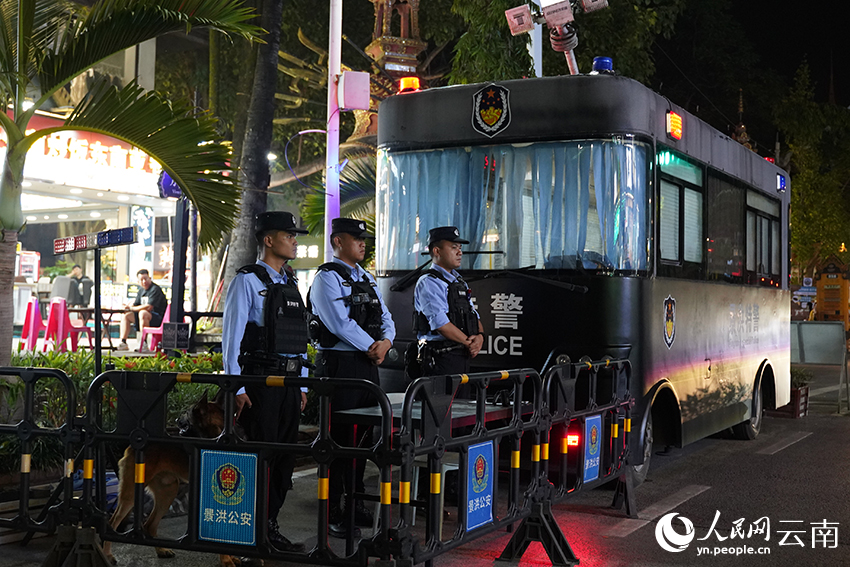 告庄派出所民辅警在告庄西双景入口处执勤。人民网记者 蔡树菁摄