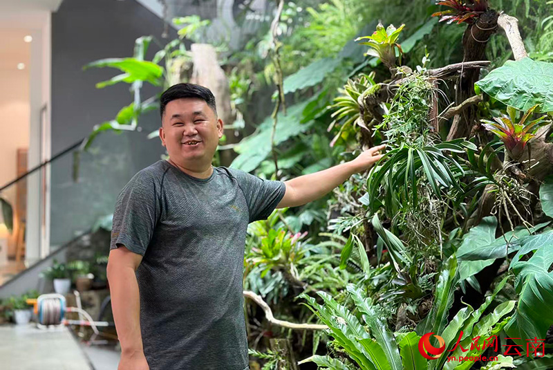 邵伟介绍“热带雨林”背景墙里的中药材。张钰婕摄