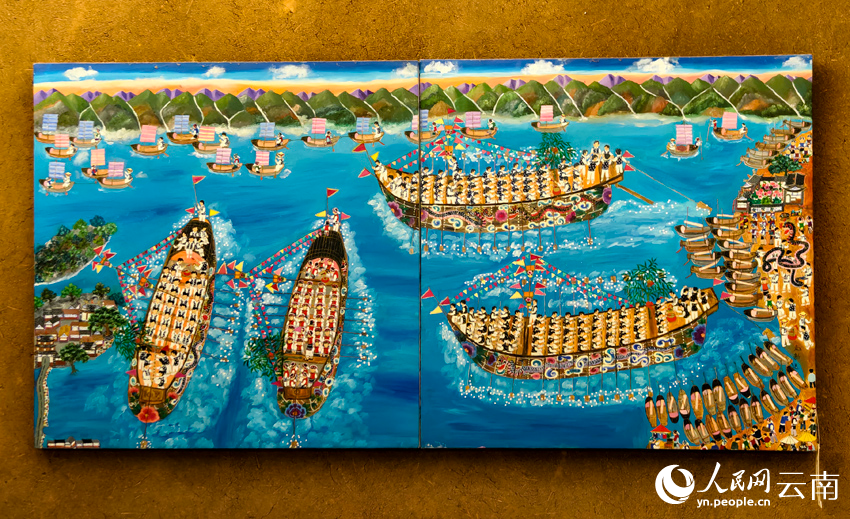 大理双廊白族农民画社成员画作。人民网记者 符皓摄