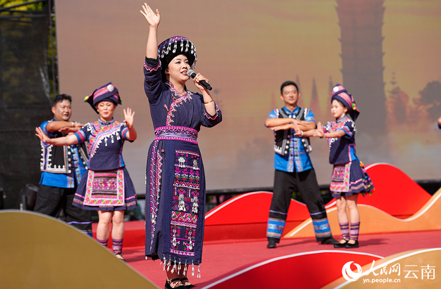 12月18日上午,云南省宁洱哈尼族彝族自治县举行成立四十周年庆祝文艺演出。人民网记者 虎遵会摄