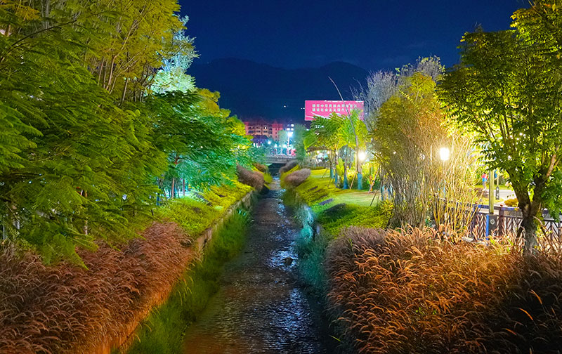 西盟县东城区夜景。西盟县融媒体中心供图