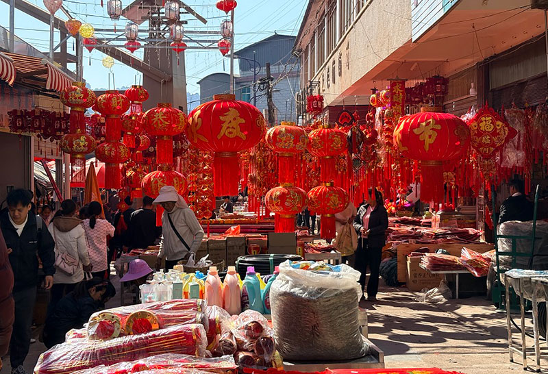 农户们赶年集。龚钰雯摄