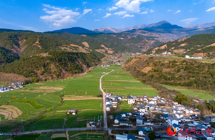 航拍漾濞县漾江镇桑不老村。人民网记者 虎遵会摄