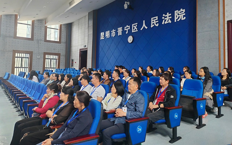新任陪审员到法庭现场观摩开庭。