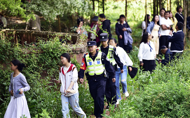 師宗縣公安局竹基派出所用“藏藍力量”守護“限定版”春日美景。師宗公安供圖