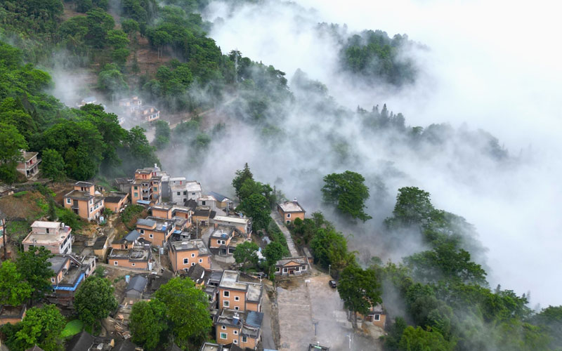 雲南紅河：雨后的哈尼村寨美成一幅水墨畫