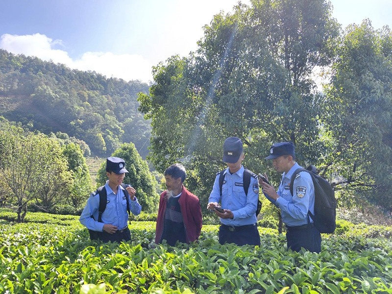 民警辅警走访茶农。