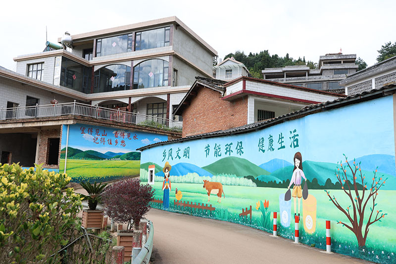 以格落村墙体文化。