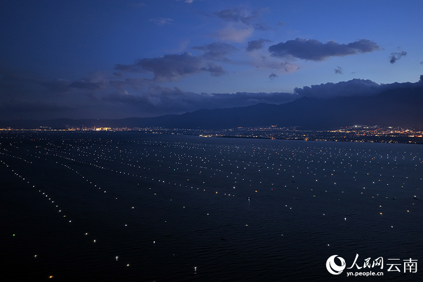 大理洱海渔灯美景。李金海摄