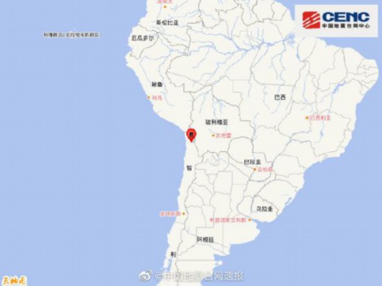 智利北部發生6.0級地震震源深度100千米
