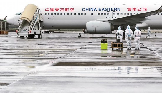 昆明長水國際機場強化疫情防控工作。